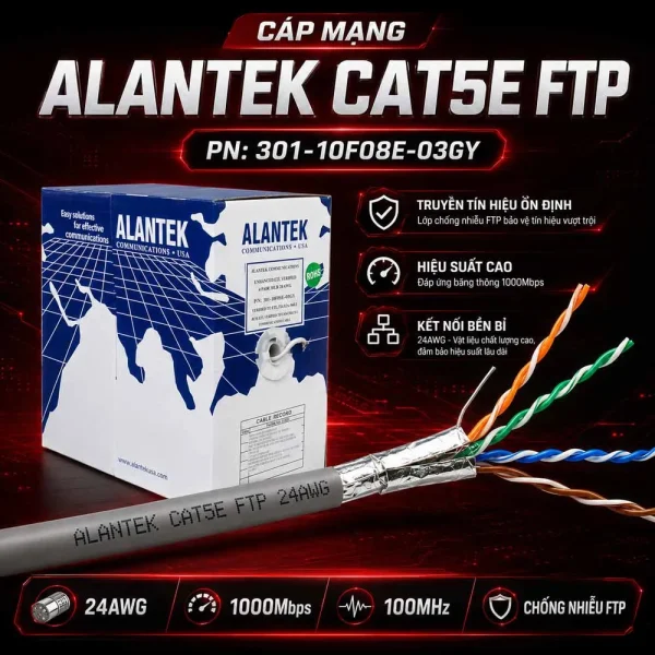 Cáp mạng Alantek Cat5e FTP 301-10F08E-03GY