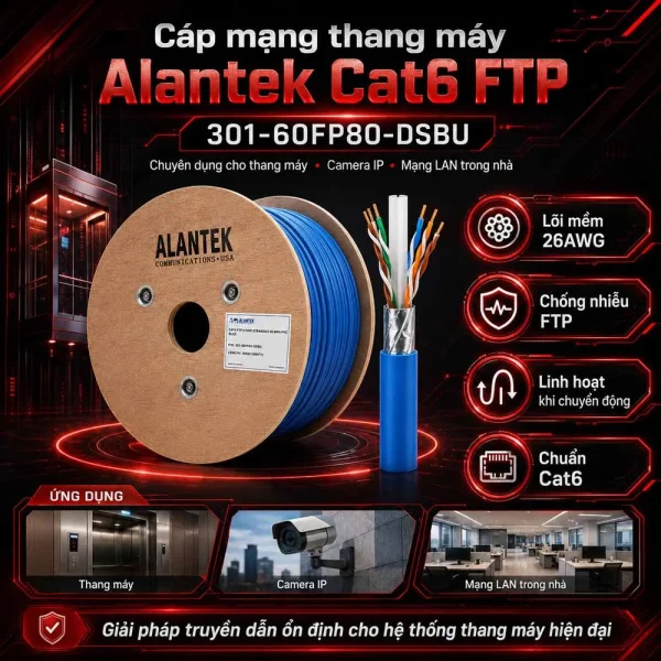 Cáp Mạng thang máy Alantek Cat 6 FTP 301-60FP80-DSBU