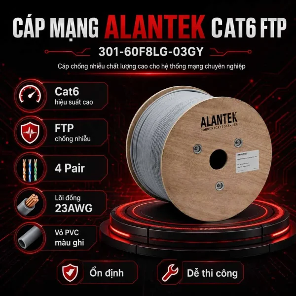 Cáp mạng Alantek Cat6 FTP 4 Pair 301-60F8LG-03GY