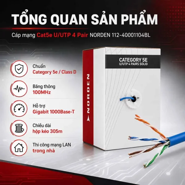 Dây cáp mạng Cat5e U/UTP 4 Pair NORDEN 112-40001104BL