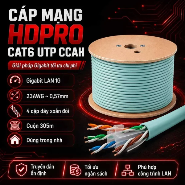 Cáp mạng HDPRO CAT6 UTP CCAH Hợp Kim Đồng