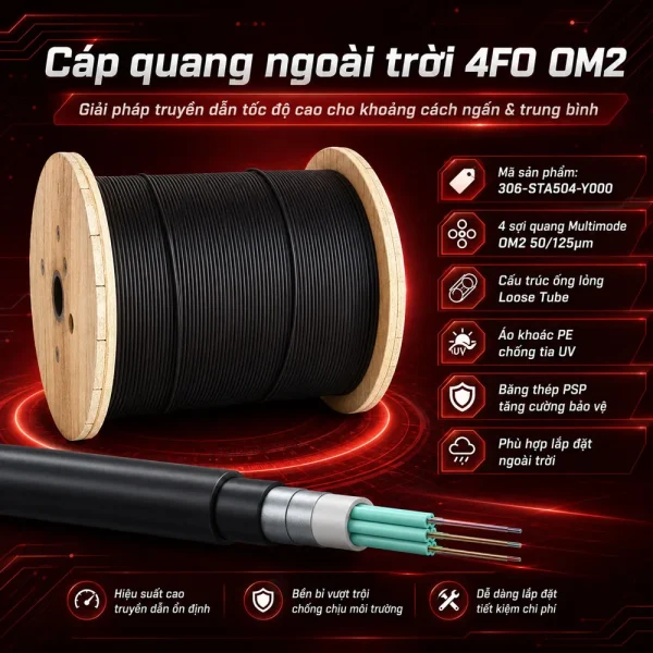 Cáp quang Alantek Multimode 4 Fo Outdoor 306-STA504-Y000