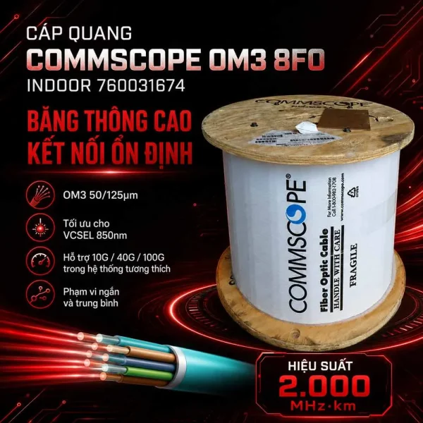Cáp quang Commscope OM3 8FO Indoor 760031674