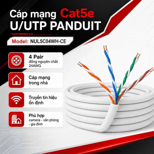 Dây cáp mạng Cat5e U/UTP PANDUIT NUL5C04WH-CE