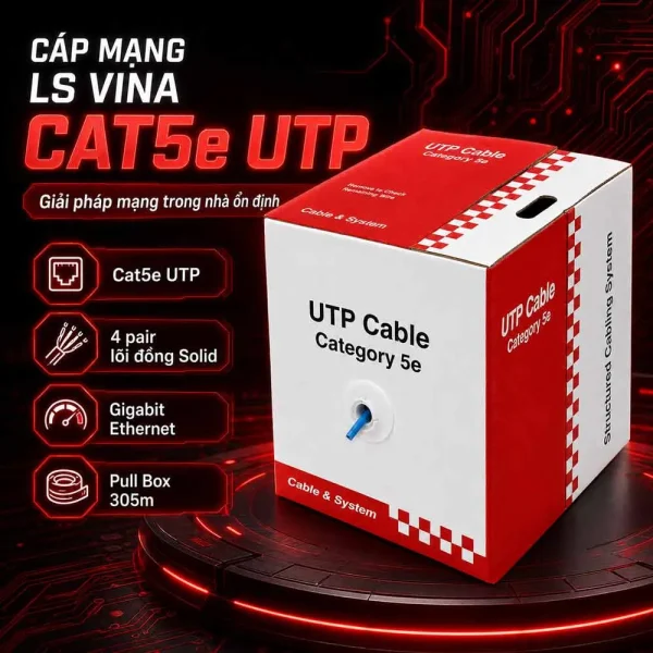 Dây cáp mạng LS Vina Cat5e UTP UTP-E-C5G-E1VN-X 0.5X004P/GY