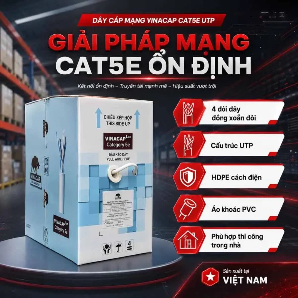 Cáp mạng Lan Vinacap Cat5e UTP Chính Hãng