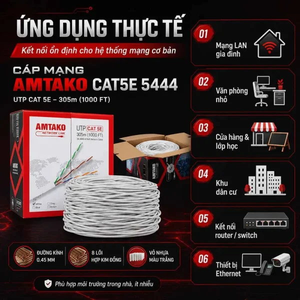 Cáp mạng AMTAKO Cat5e 5444