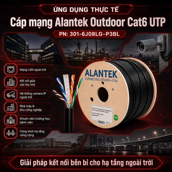 Cáp mạng Alantek Outdoor Cat6 UTP 301-6J08LG-P3BL
