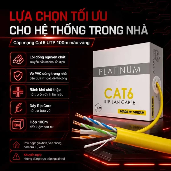 Cáp mạng Golden Link Cat6 UTP – 100m PN: TW1103-100 (màu Vàng)
