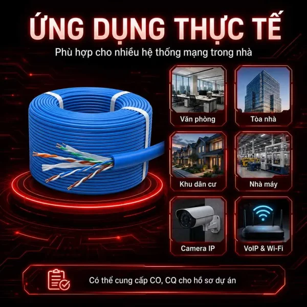 Cáp mạng LS Vina Cat6 UTP UTP-G-C6G-E1VN-M 0.5X4P/BL