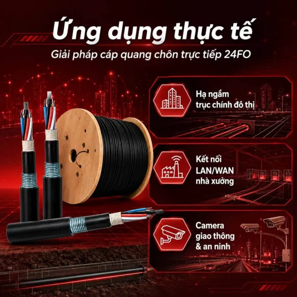 Cáp quang cống kim loại Singlemode 24FO – KL-SM-24F-CTT