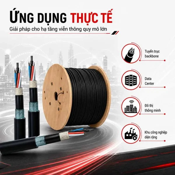 Cáp quang cống kim loại Singlemode 96FO – KL-SM-96F-CTT