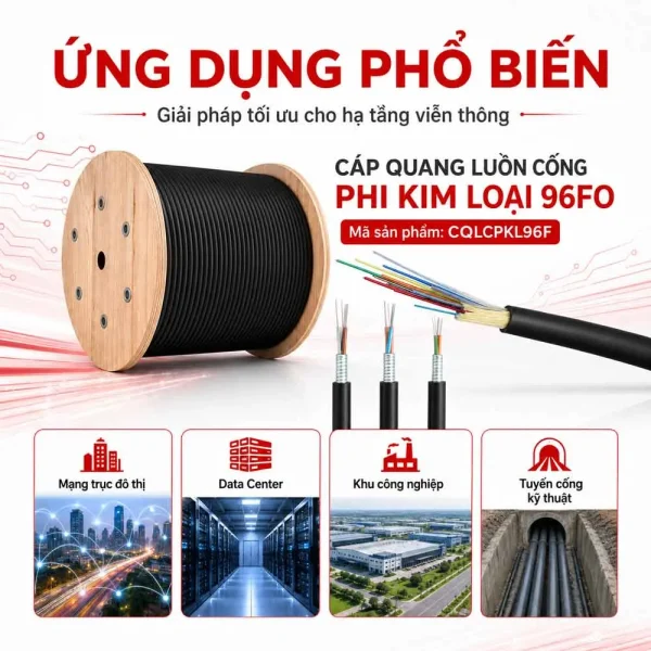 Cáp quang luồn cống phi kim loại 96FO – CQLCPKL96F
