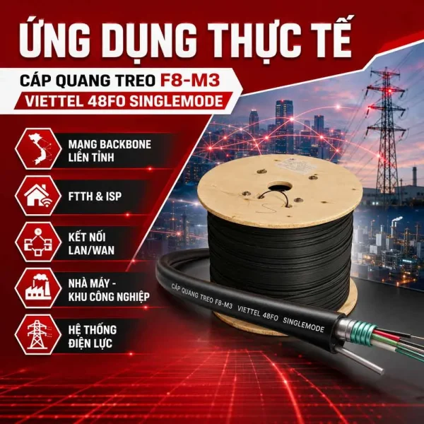 Cáp quang treo F8-M3 Viettel – 48Fo Singlemode – F8-M3-SM-48F