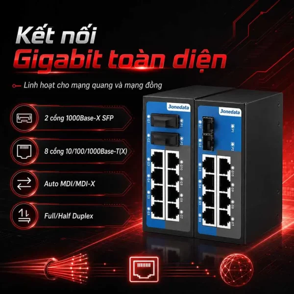Switch 3onedata ES2010G-2GF 8 cổng Ethernet + 2 cổng quang