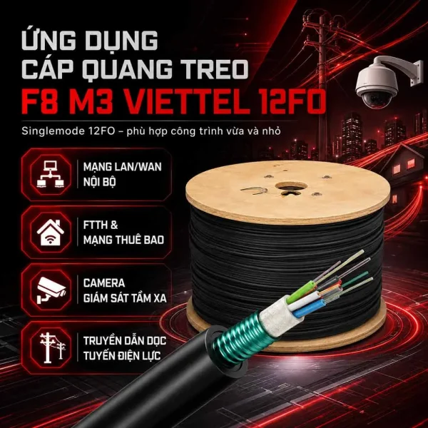 Cáp quang treo F8 M3 Viettel 12Fo chính hãng, giá rẻ