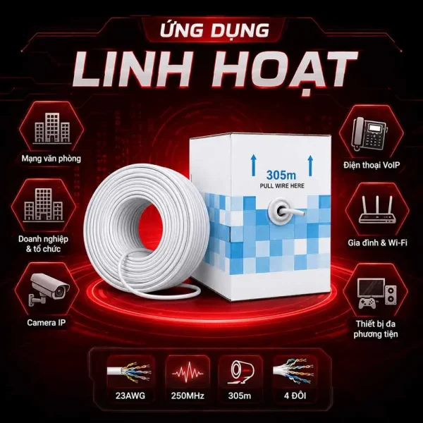 Cáp Mạng VinaLan Cat6 UTP 4 Đôi (305m/cuộn)