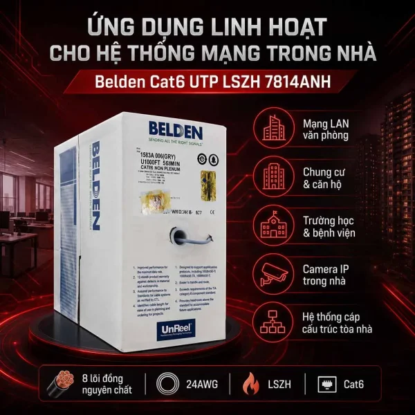 Cáp mạng Cat6 Belden 4 pair LSZH 7814ANH
