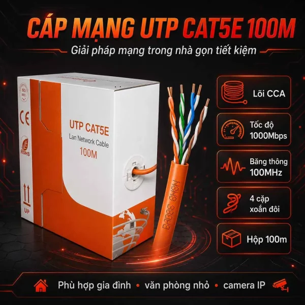 Cáp mạng Golden Link Cat5e UTP 100m Plantinum TW1101-100 (màu cam)