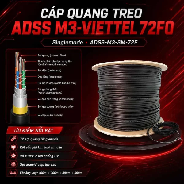 Cáp quang treo ADSS M3-Viettel 72fo Singlemode