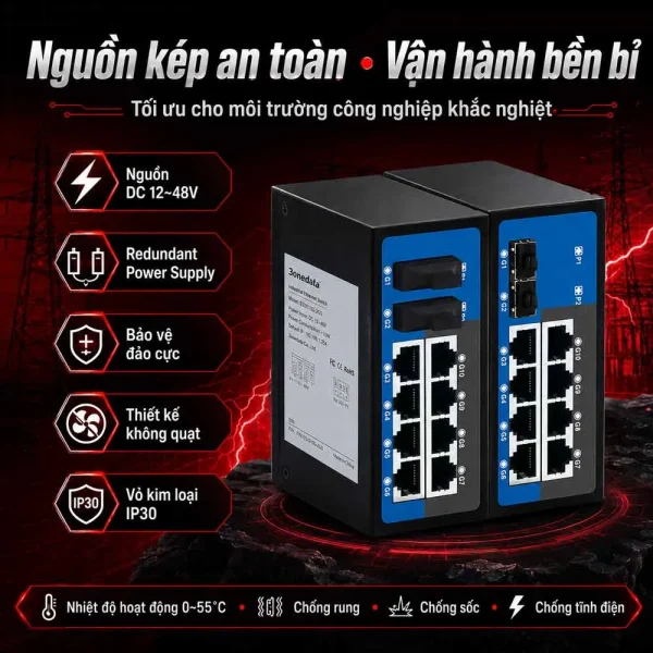 Switch 3onedata ES2010G-2GS 8 cổng Ethernet + 2 cổng quang