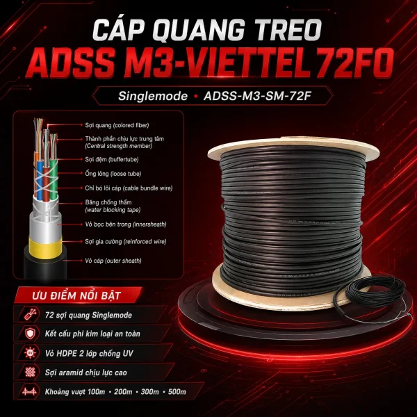 Cáp quang treo ADSS M3-Viettel 72fo Singlemode