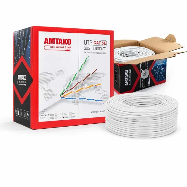 Cáp mạng AMTAKO Cat5e UTP 5888 Đồng nguyên chất