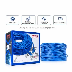 Cáp mạng AMTAKO Cat6 UTP 6888 Đồng nguyên chất