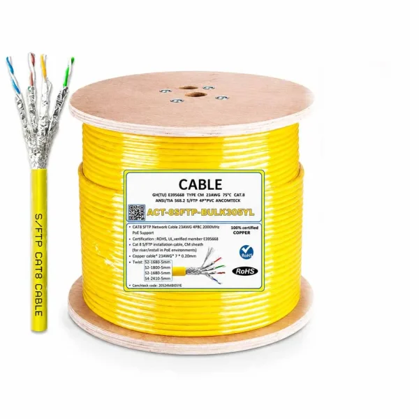 Cáp Mạng Ancomteck CAT8 S/FTP ACT-8SFTP-BULK305YL