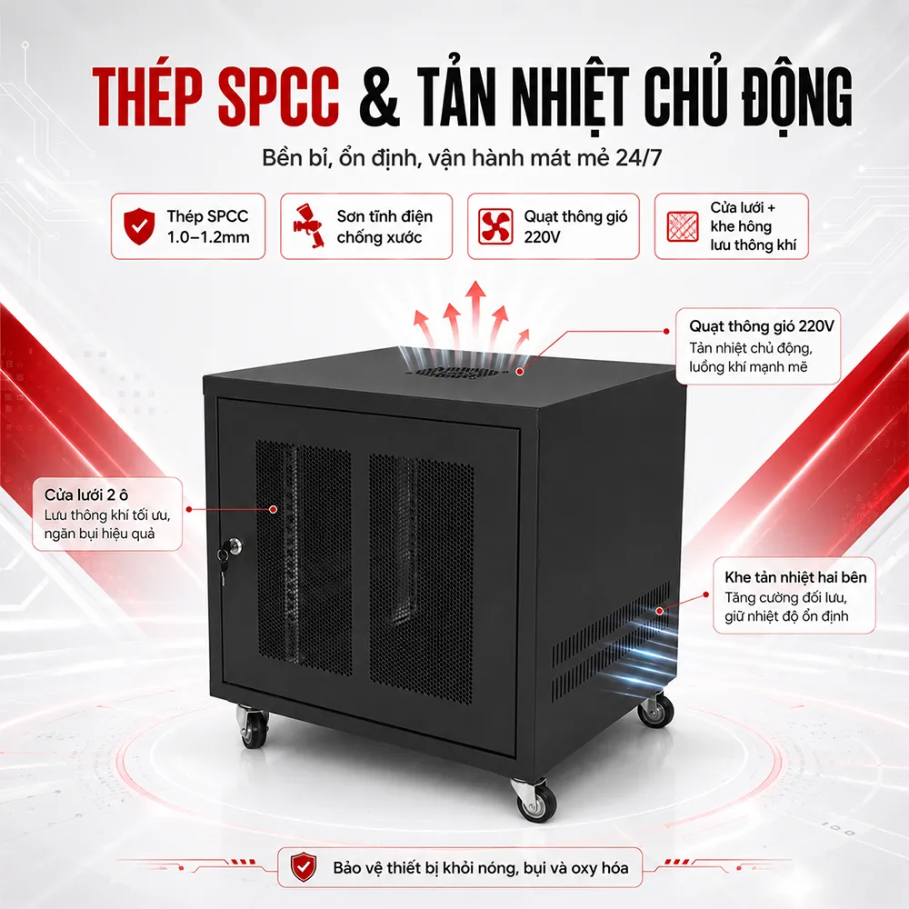 chất liệu cấu tạo tủ rack 12u