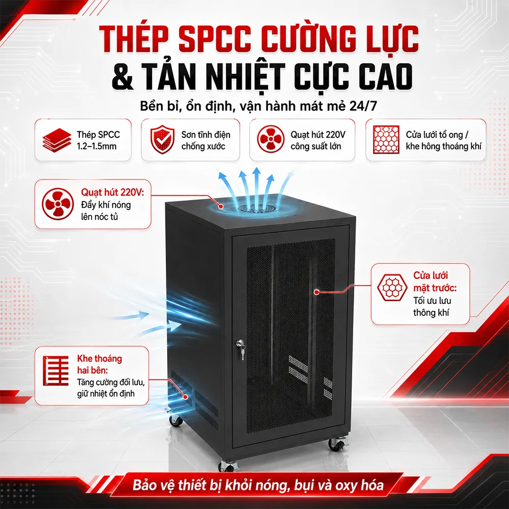 chất liệu cấu tạo tủ rack 15U