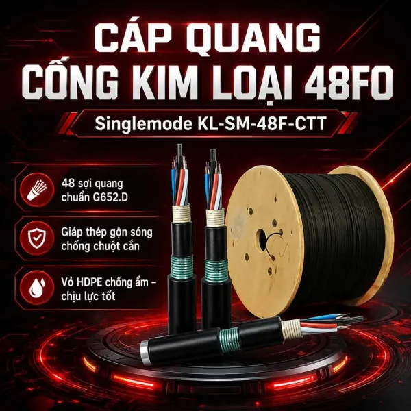 Cáp quang cống kim loại Singlemode 48FO – KL-SM-48F-CTT
