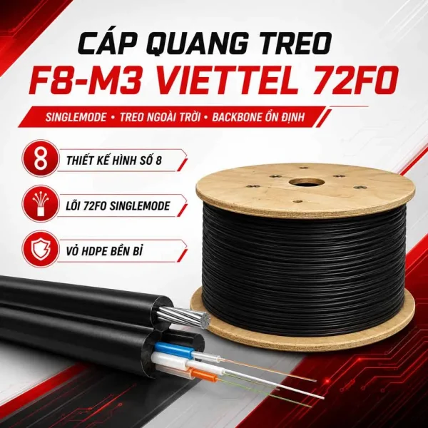 Cáp quang treo F8-M3 Viettel – 72Fo Singlemode – F8-M3-SM-72F