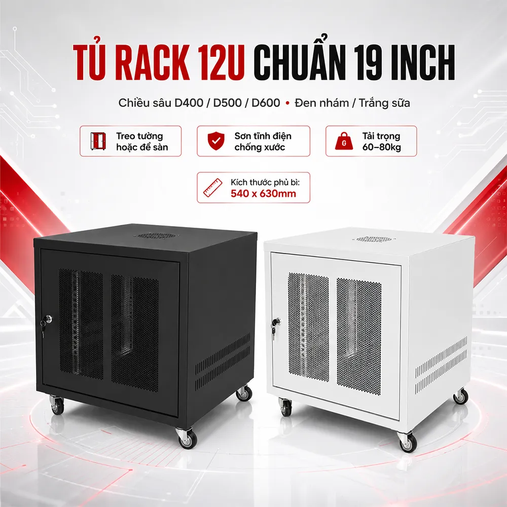 tủ rack 12u chuẩn 19 inch