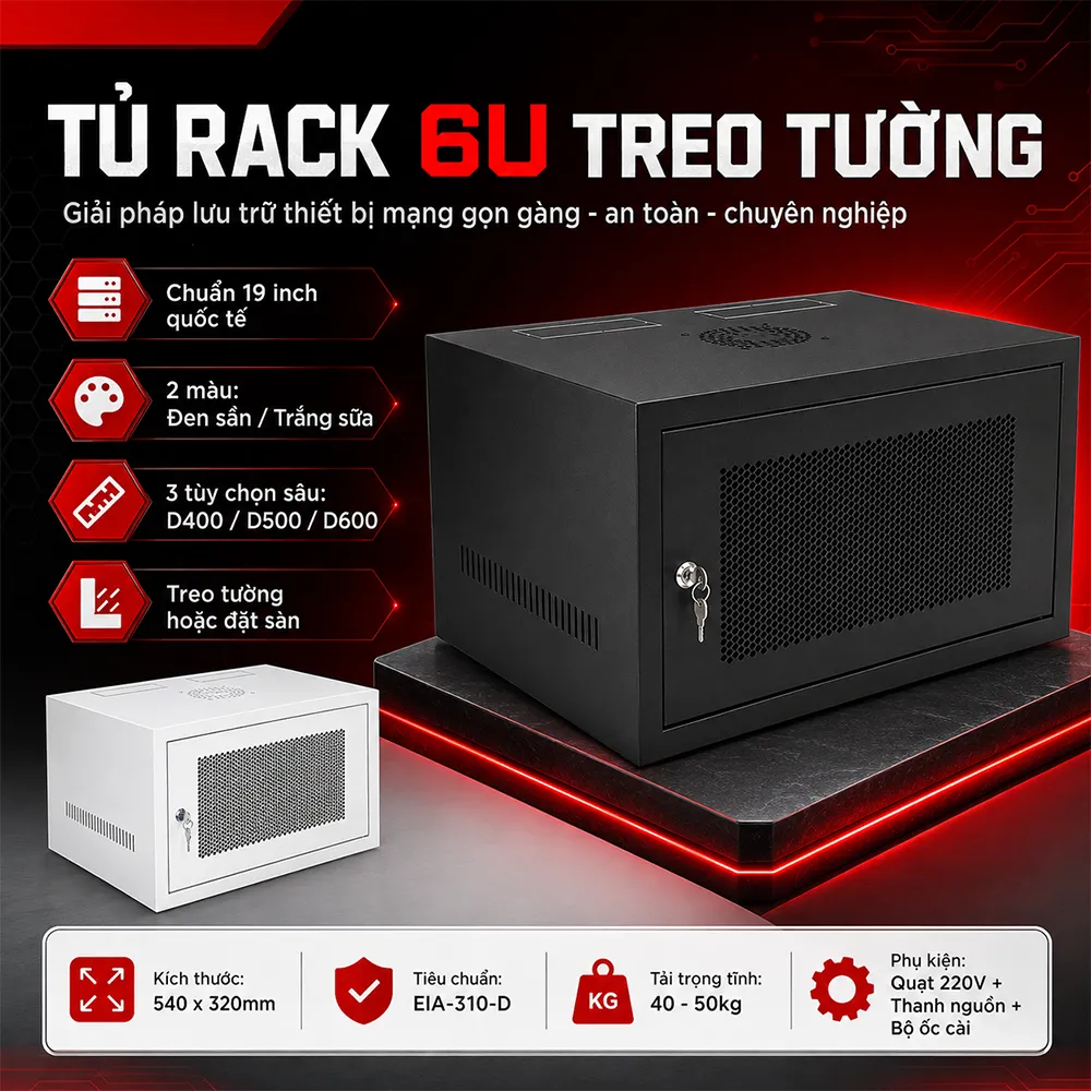 tủ rack 6u treo tường