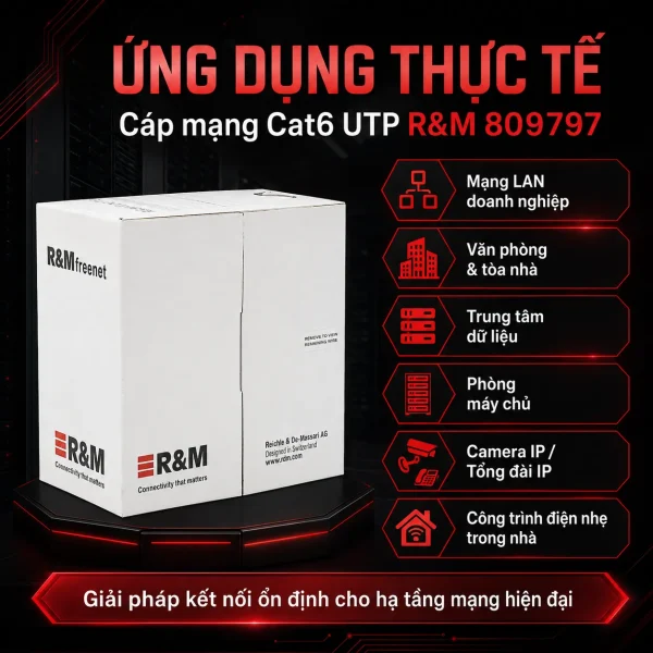 Cáp mạng Cat6 UTP R&M 809797 4 đôi 24 AWG