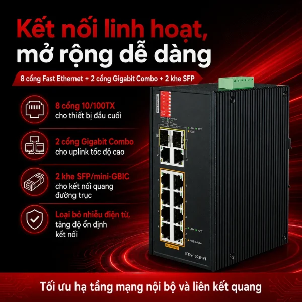Switch Planet IFGS-1022HPT 8 cổng 10/100TX 802.3at PoE