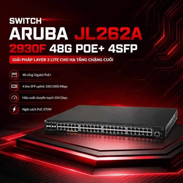 Switch Aruba JL262A 2930F 48G PoE+ 4SFP