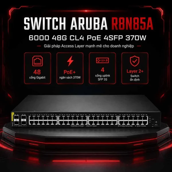 Switch Aruba R8N85A 6000 48G CL4 PoE 4SFP 370W