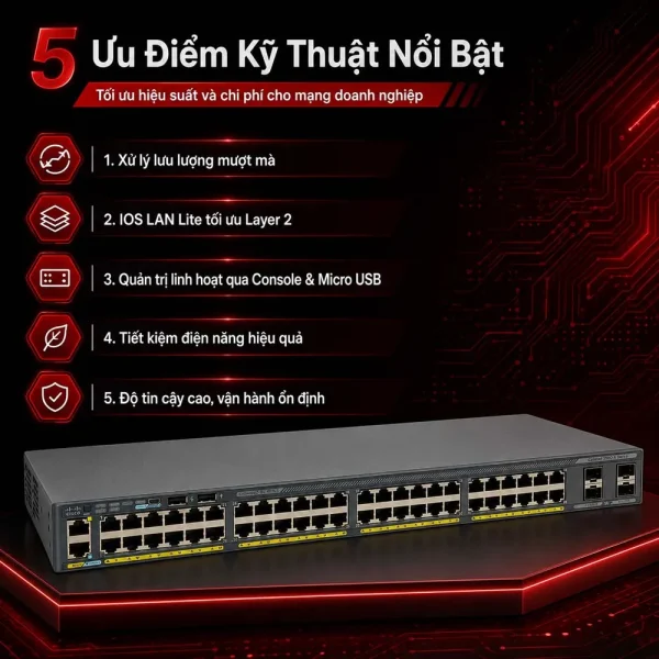 Switch CISCO CATALYST C2960X | PN: WS-C2960X-48TS-LL