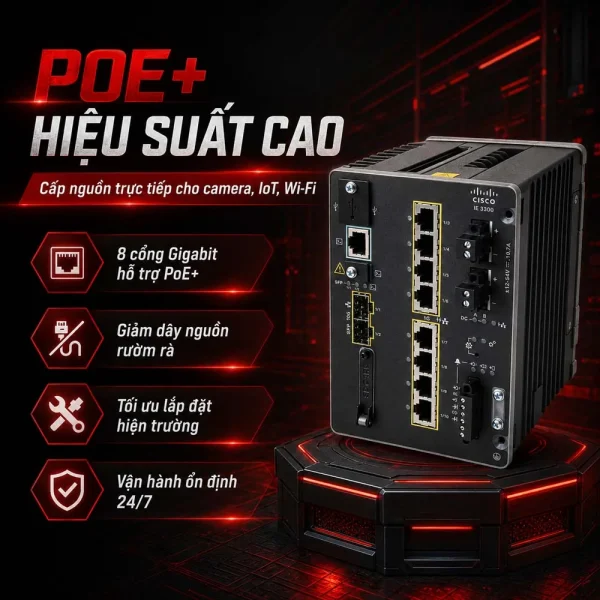 Switch công nghiệp Cisco IE-3300-8P2S-E