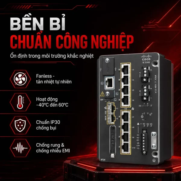 Switch công nghiệp Cisco IE-3300-8T2X-E