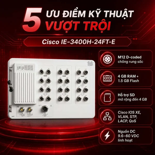 Bộ chuyển mạch Switch Cisco IE-3400H-24FT-E
