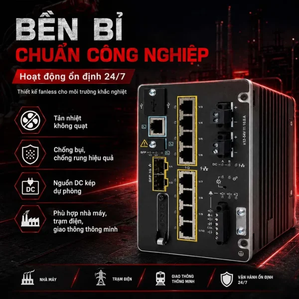 Switch công nghiệp Cisco industrial IE-3300-8P2S-A
