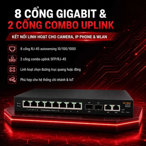 Switch Aruba HPE R8J42A 5140 8G 2SFP 2GT EI