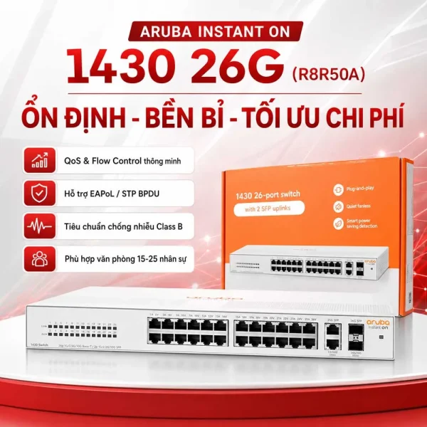 Thiết bị chuyển mạch Aruba Instant On 1430 26G – R8R50A