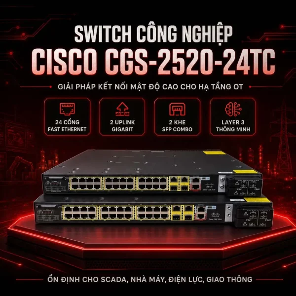 Switch Cisco CGS-2520-24TC, 24 cổng RJ45, 2 cổng RJ45 Gigabit