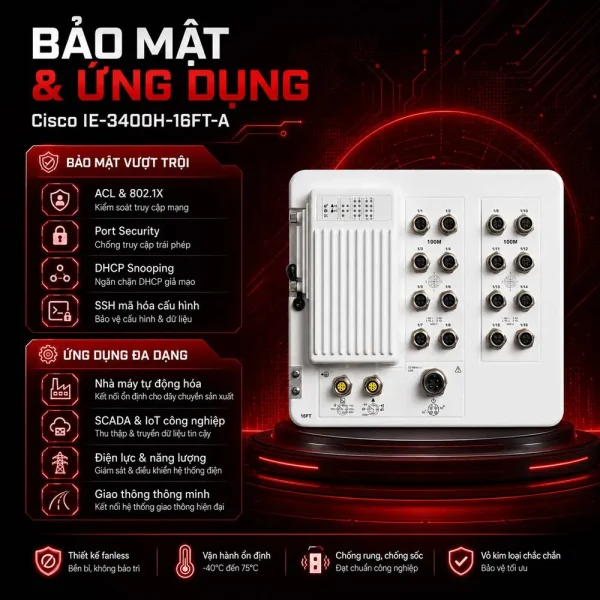 Bộ chuyển mạch Switch Cisco IE-3400H-16FT-A