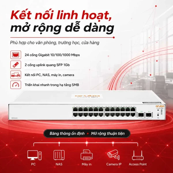 Thiết bị chuyển mạch Aruba Instant On 1830 24G – JL813A
