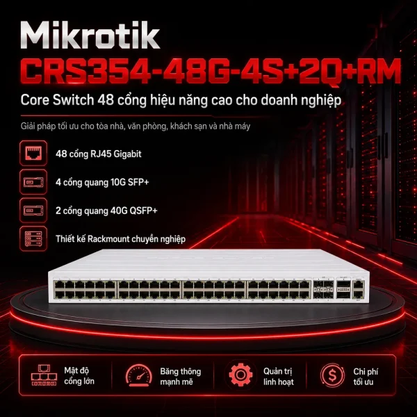 Switch chia mạng Mikrotik CRS354-48G-4S+2Q+RM